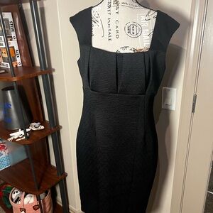 Calvin Klein Black Square-Neck Midi Sheath Dress